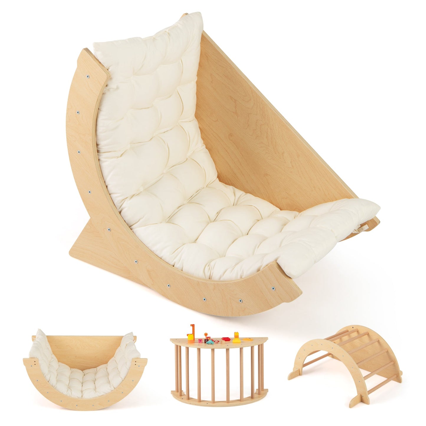 Kids Climbing Arch with Cushion Montessori Arch Climber/Rocker for Toddlers