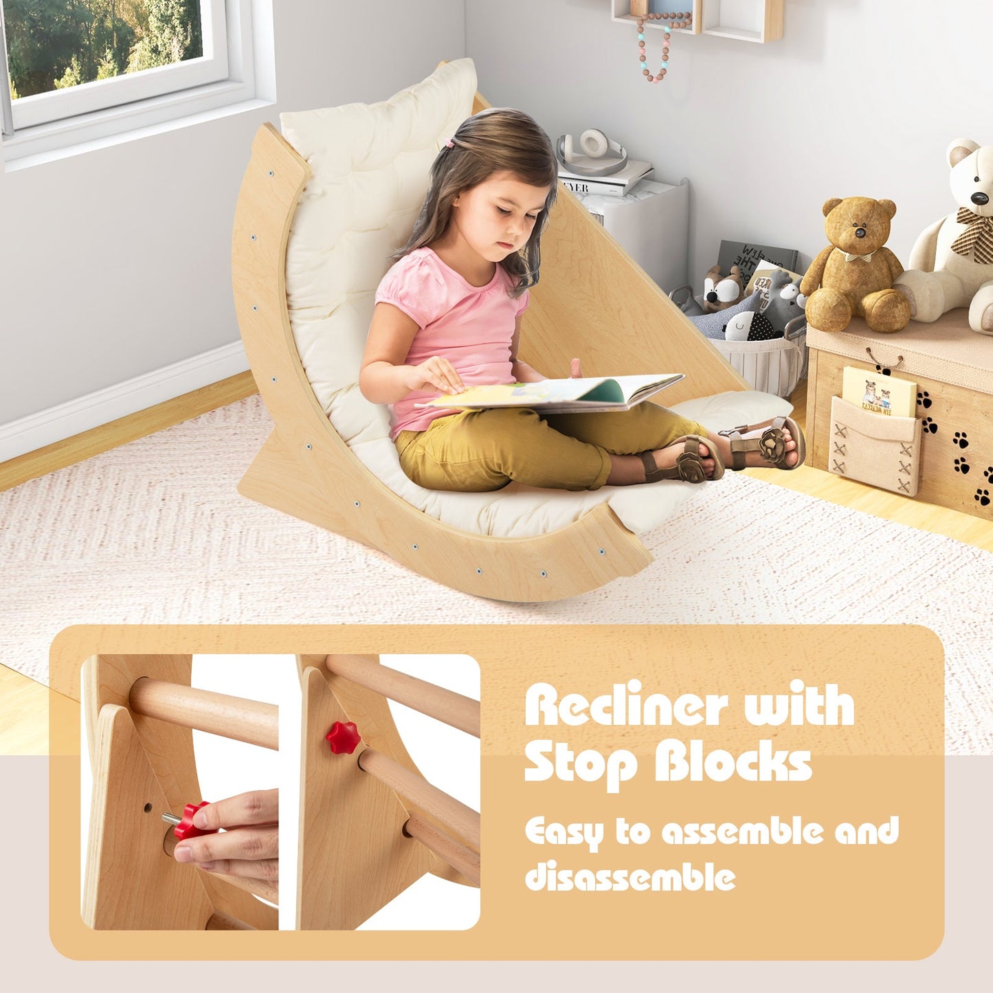 Kids Climbing Arch with Cushion Montessori Arch Climber/Rocker for Toddlers