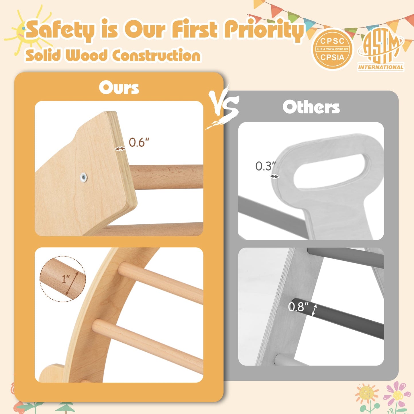 Kids Climbing Arch with Cushion Montessori Arch Climber/Rocker for Toddlers