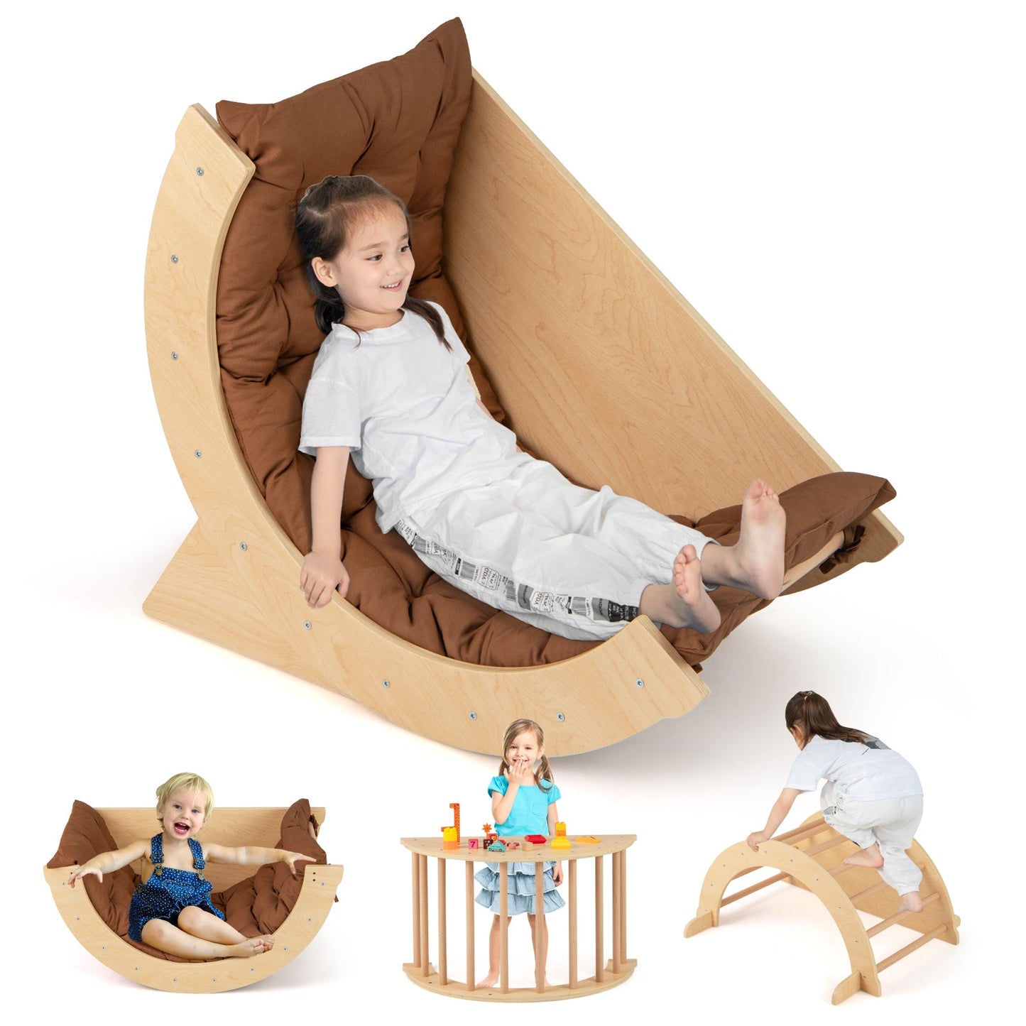 Kids Climbing Arch with Cushion Montessori Arch Climber/Rocker for Toddlers