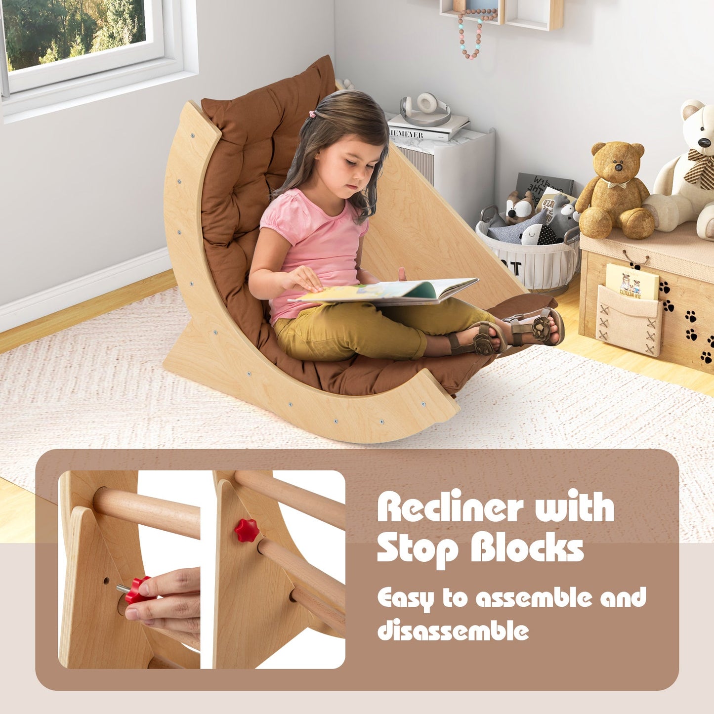 Kids Climbing Arch with Cushion Montessori Arch Climber/Rocker for Toddlers