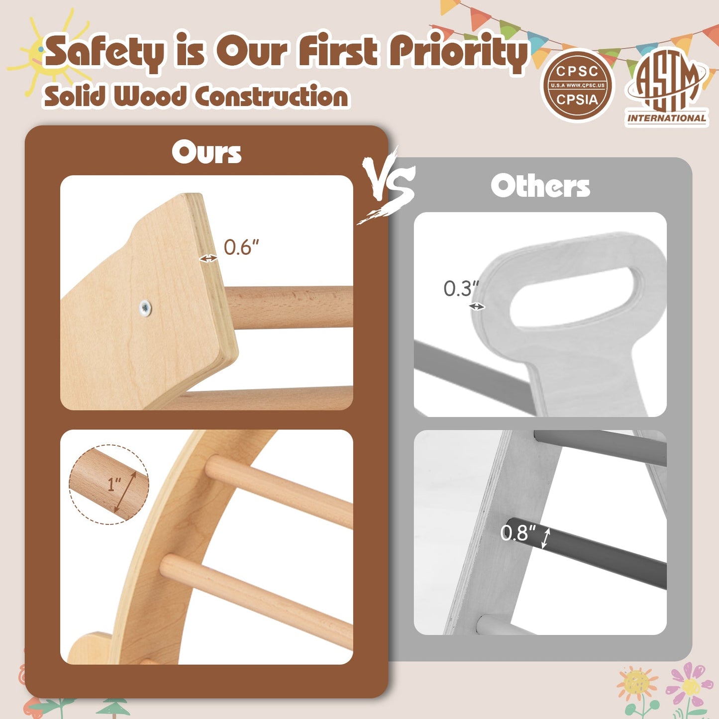 Kids Climbing Arch with Cushion Montessori Arch Climber/Rocker for Toddlers