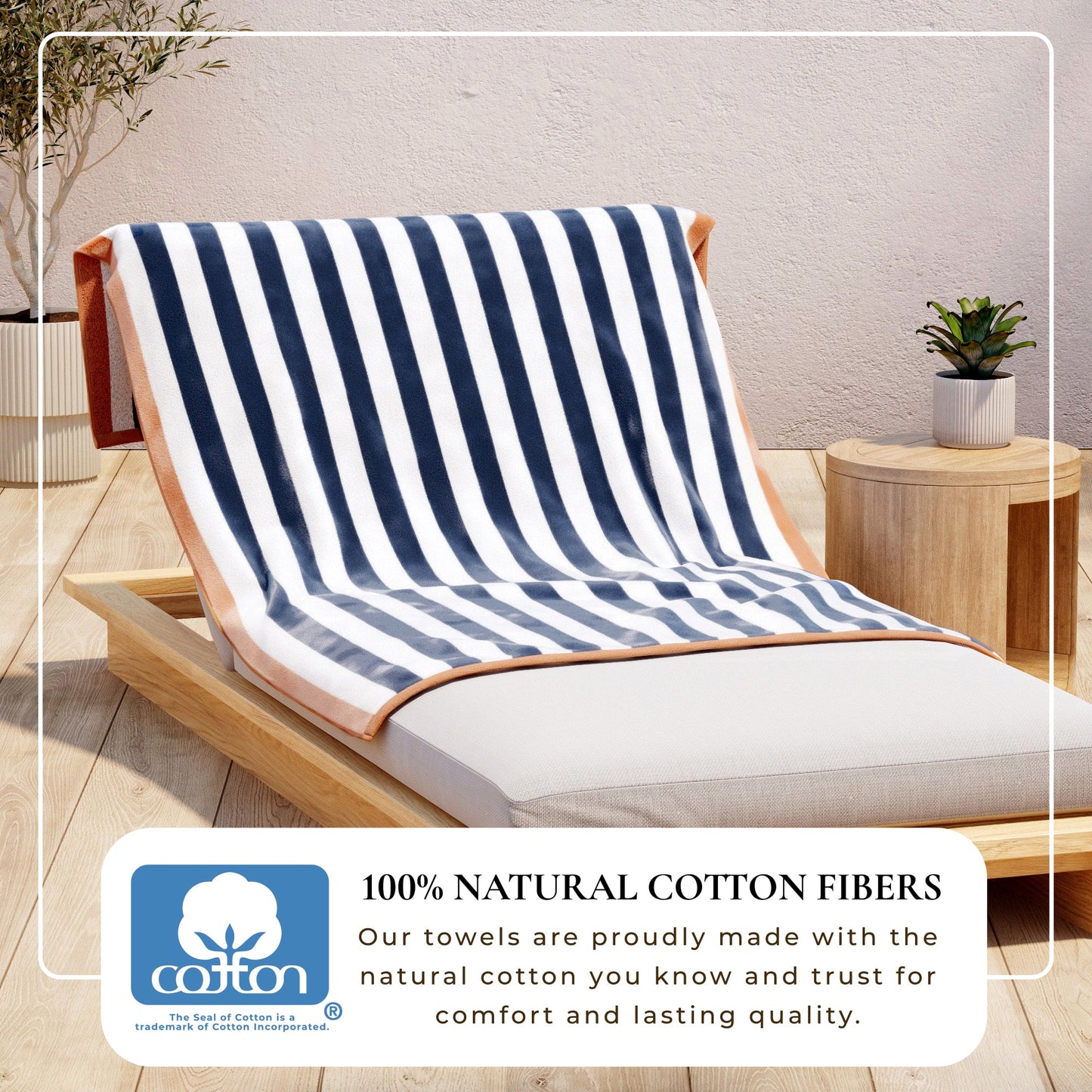 Oversized Striped Border Cabana Beach Towels - Santa Cruz.