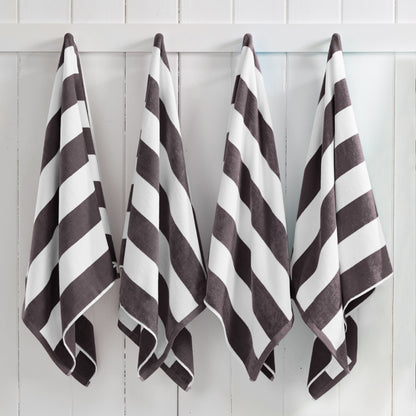 Cotton Velour Cabana Stripe Beach Towel - Novia Collection.