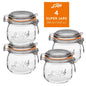 Le Parfait Super Jars, French Glass Canning Jars with Stainless Wire-Bail Clamp Lid