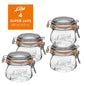 Le Parfait Super Jars, French Glass Canning Jars with Stainless Wire-Bail Clamp Lid