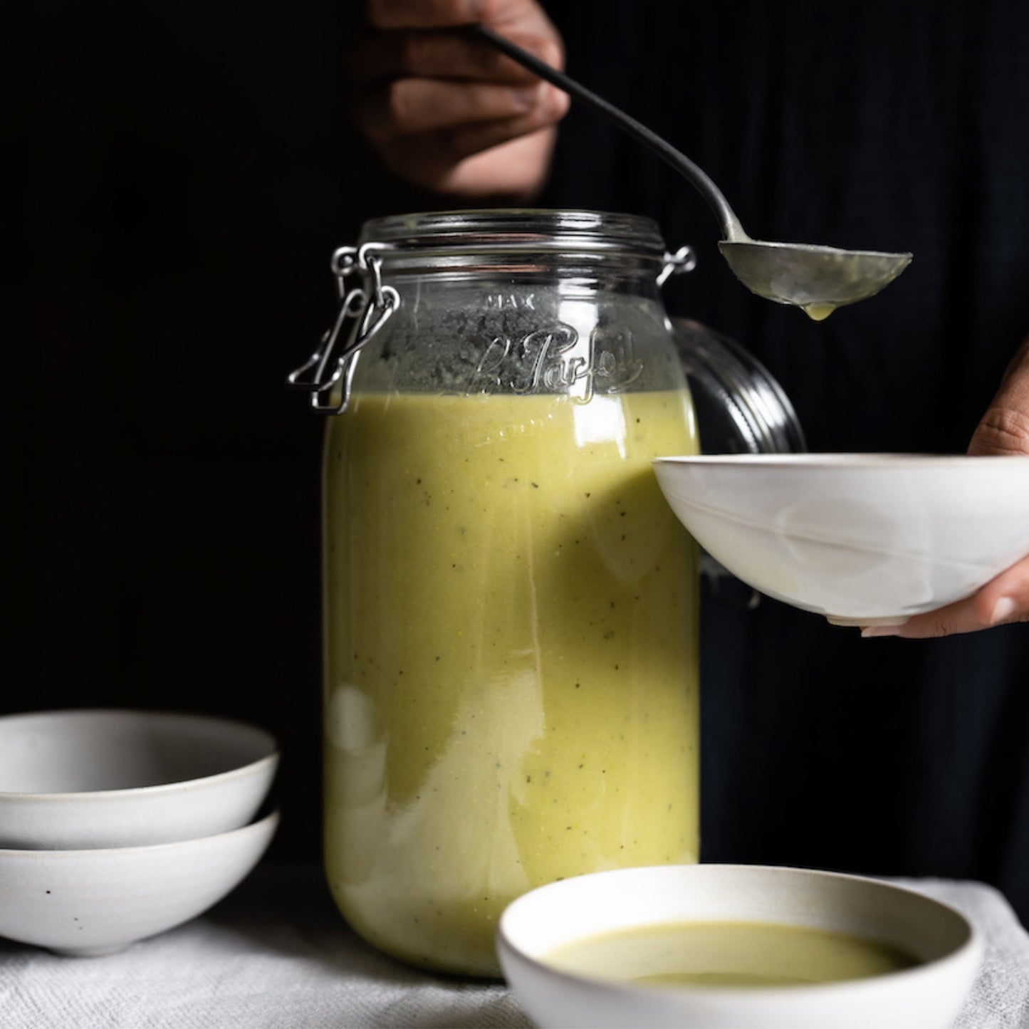 Le Parfait Super Jars, French Glass Canning Jars with Stainless Wire-Bail Clamp Lid
