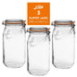 Le Parfait Super Jars, French Glass Canning Jars with Stainless Wire-Bail Clamp Lid