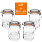 Le Parfait Super Jars, French Glass Canning Jars with Stainless Wire-Bail Clamp Lid