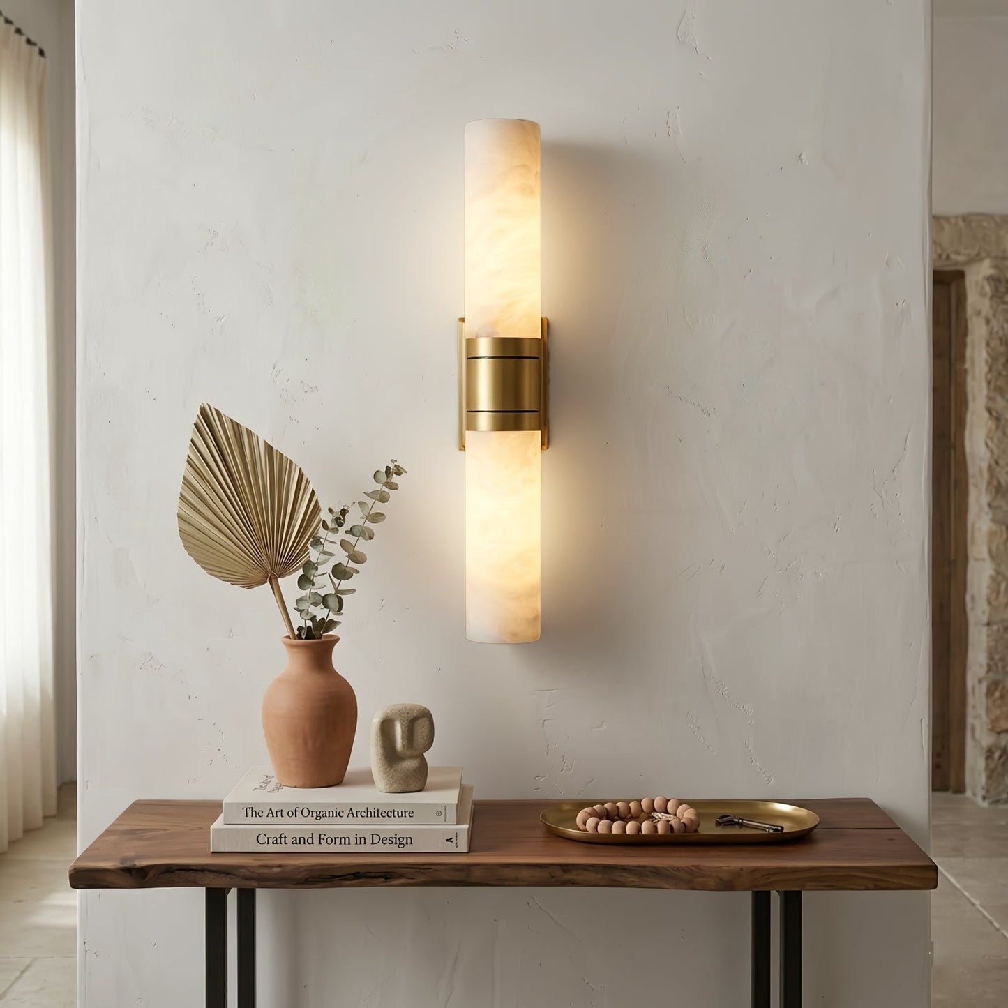 Linear Alabaster Dual Cylinder Light