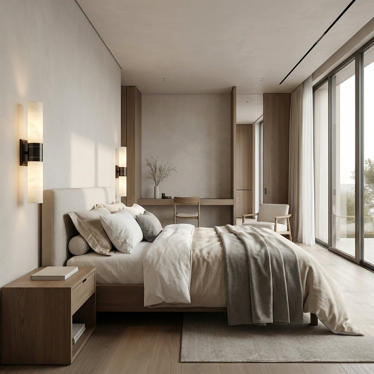 Linear Alabaster Dual Cylinder Light