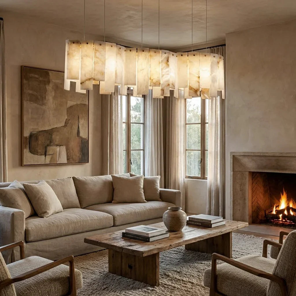 Linear Alabaster Panel Pendant Lamp