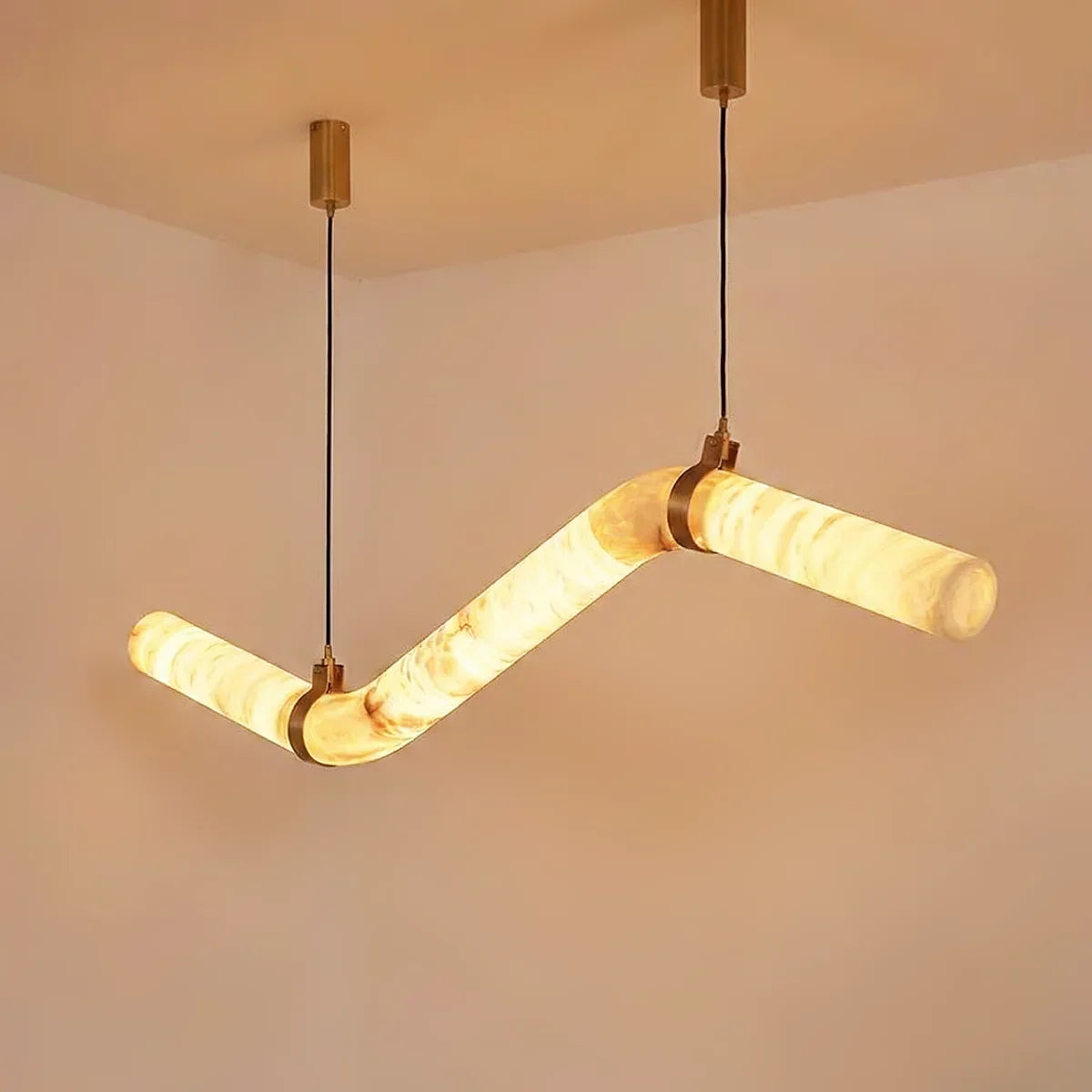 Linear Geometry Wave Alabaster Chandelier
