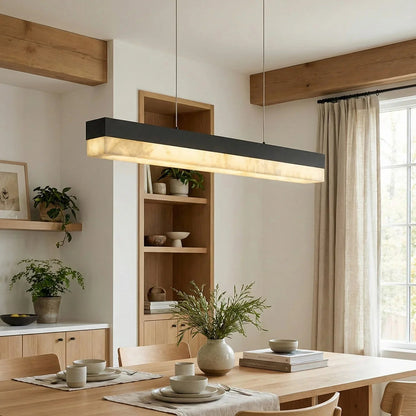 Linear Rectangular Alabaster Pendant Light