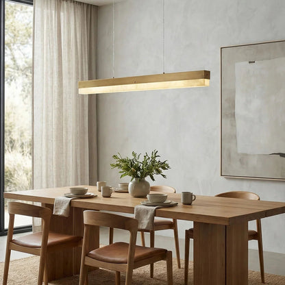 Linear Rectangular Alabaster Pendant Light