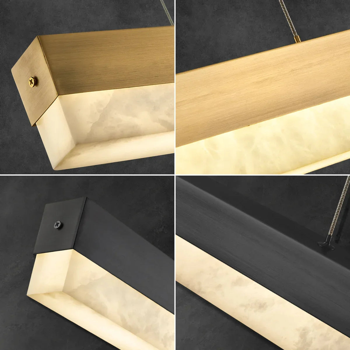 Linear Rectangular Alabaster Pendant Light