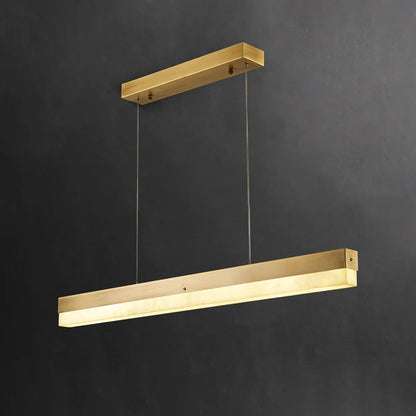 Linear Rectangular Alabaster Pendant Light