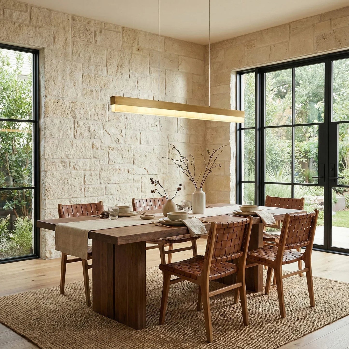 Linear Rectangular Alabaster Pendant Light