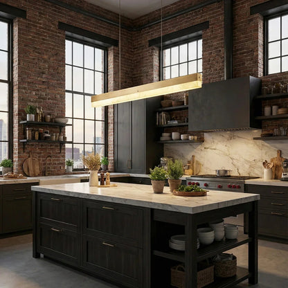 Linear Rectangular Alabaster Pendant Light