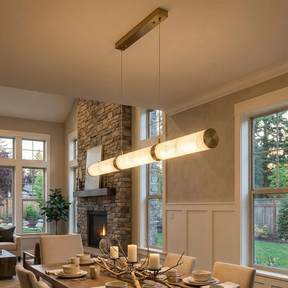 Linear Tubular Alabaster Pendant Light