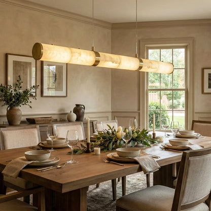 Linear Tubular Alabaster Pendant Light