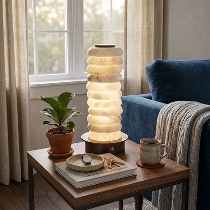 Multi-Tiered Alabaster Table Lamp