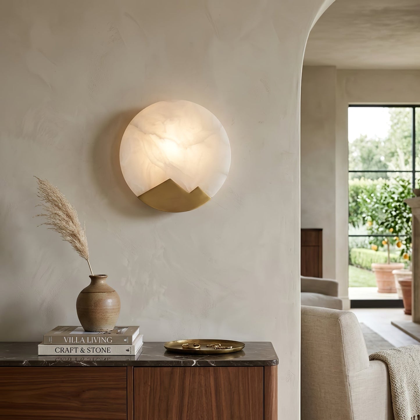 Luxury Copper Moon Alabaster Sconce