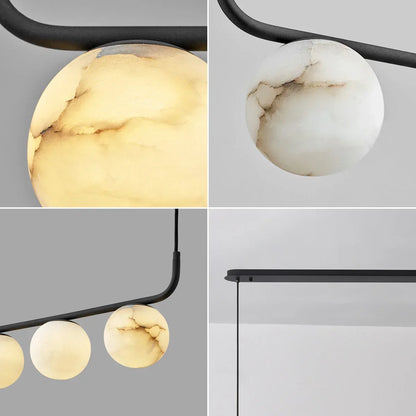 Long Strip Alabaster Spherical Chandelier