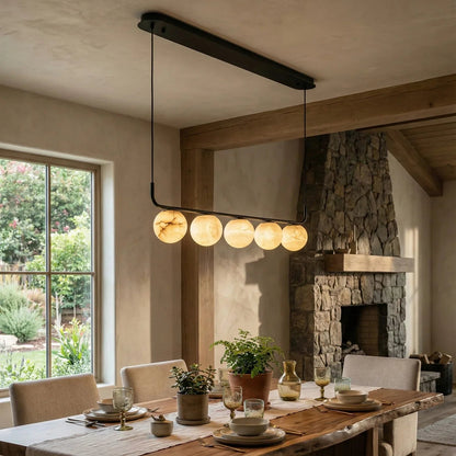 Long Strip Alabaster Spherical Chandelier
