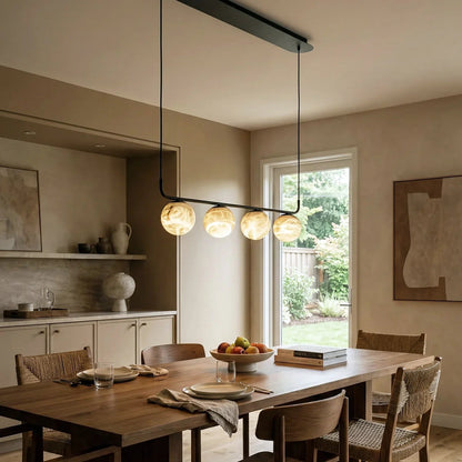 Long Strip Alabaster Spherical Chandelier