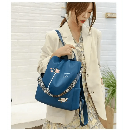 Cloth Backpack Female Embroidery Backpack Bag Nylon Anti-Theft Waterproof Women's Backpack Fashionable Anti-theft Women Backpacks Nice Print School Bag High Quality Large Capacity Backpack (