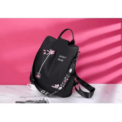 Cloth Backpack Female Embroidery Backpack Bag Nylon Anti-Theft Waterproof Women's Backpack Fashionable Anti-theft Women Backpacks Nice Print School Bag High Quality Large Capacity Backpack (