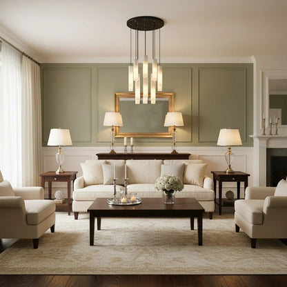 Luxury Alabaster Cylinder Cluster Chandelier
