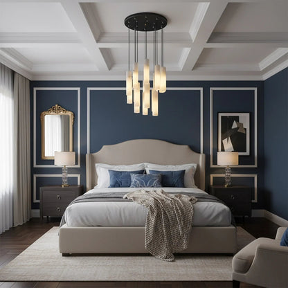 Luxury Alabaster Cylinder Cluster Chandelier