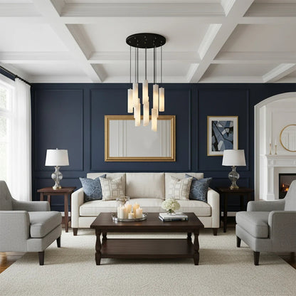 Luxury Alabaster Cylinder Cluster Chandelier