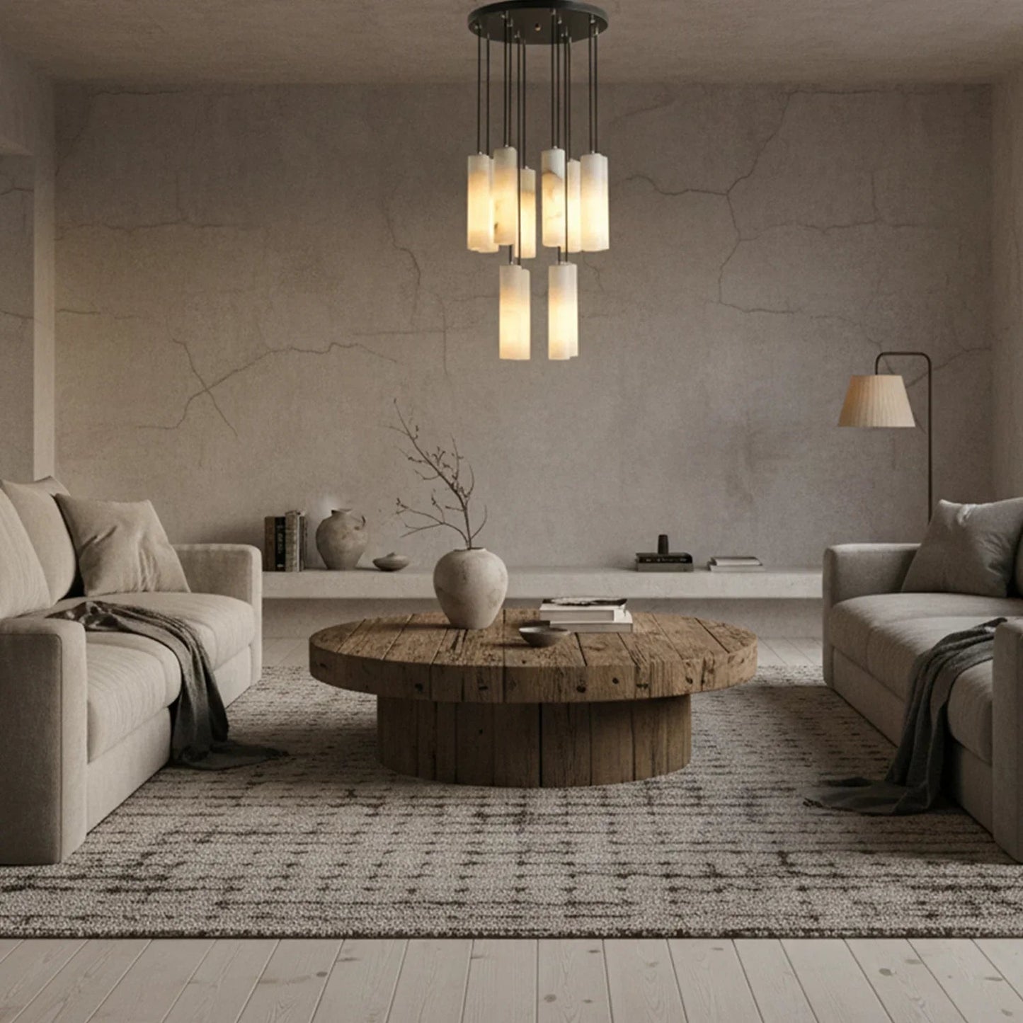 Luxury Alabaster Cylinder Cluster Chandelier