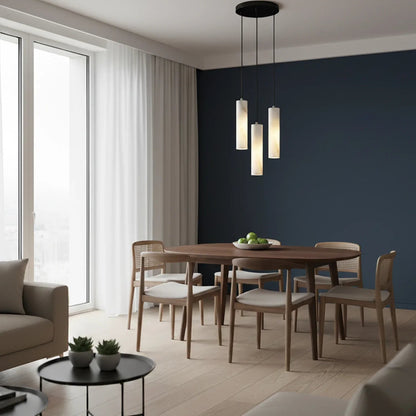 Luxury Alabaster Cylinder Cluster Chandelier