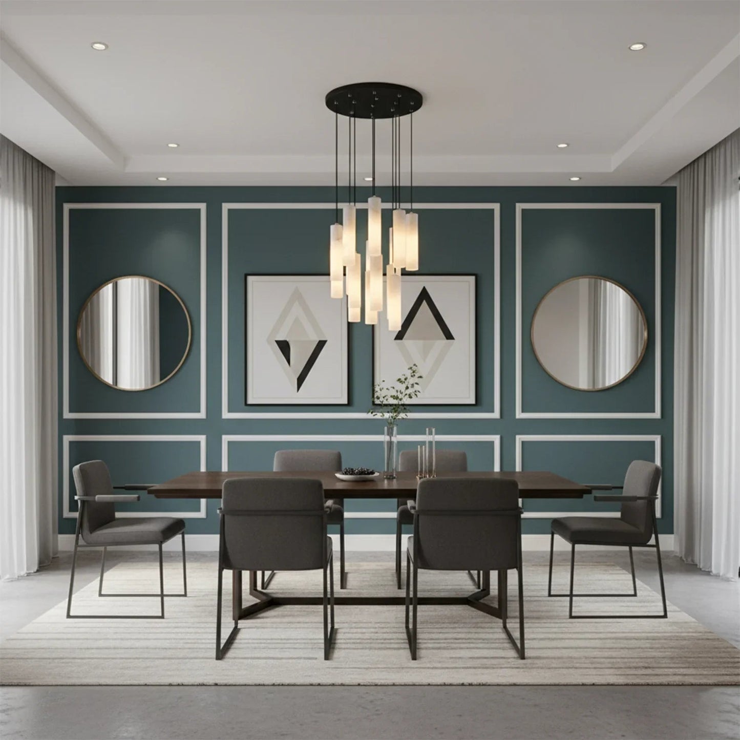 Luxury Alabaster Cylinder Cluster Chandelier