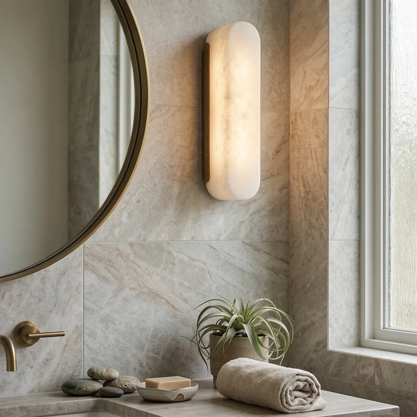 Luxury Alabaster Vertical Wall Lamp