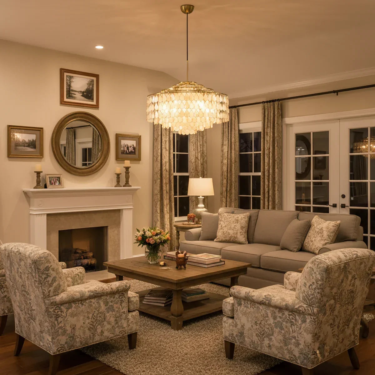 Luxury Capiz Shell Tiered Chandelier