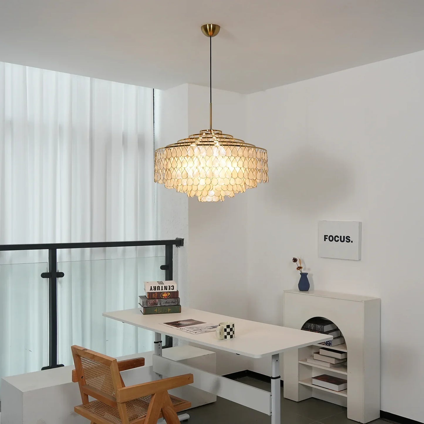 Luxury Capiz Shell Tiered Chandelier