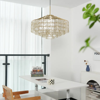 Luxury Capiz Shell Tiered Chandelier