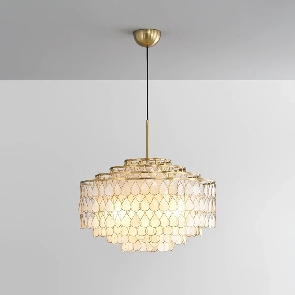 Luxury Capiz Shell Tiered Chandelier