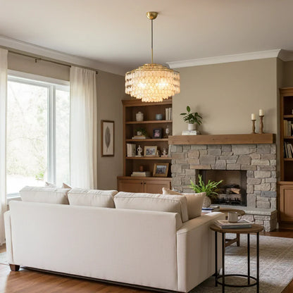Luxury Capiz Shell Tiered Chandelier