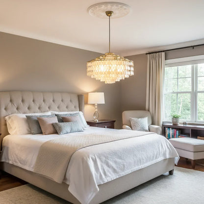 Luxury Capiz Shell Tiered Chandelier