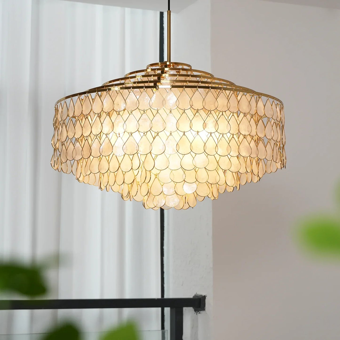 Luxury Capiz Shell Tiered Chandelier