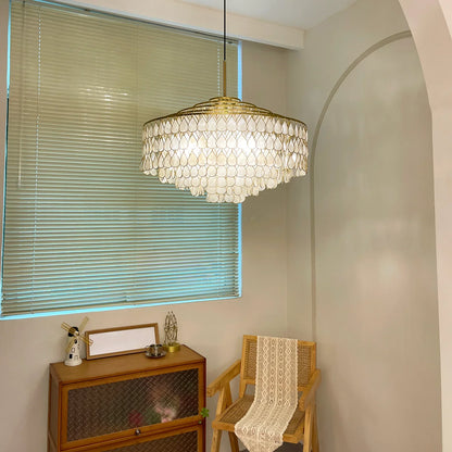 Luxury Capiz Shell Tiered Chandelier