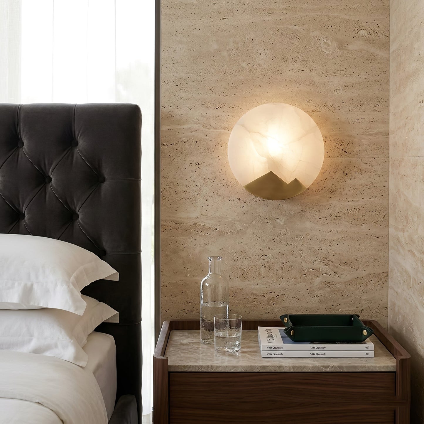 Luxury Copper Moon Alabaster Sconce