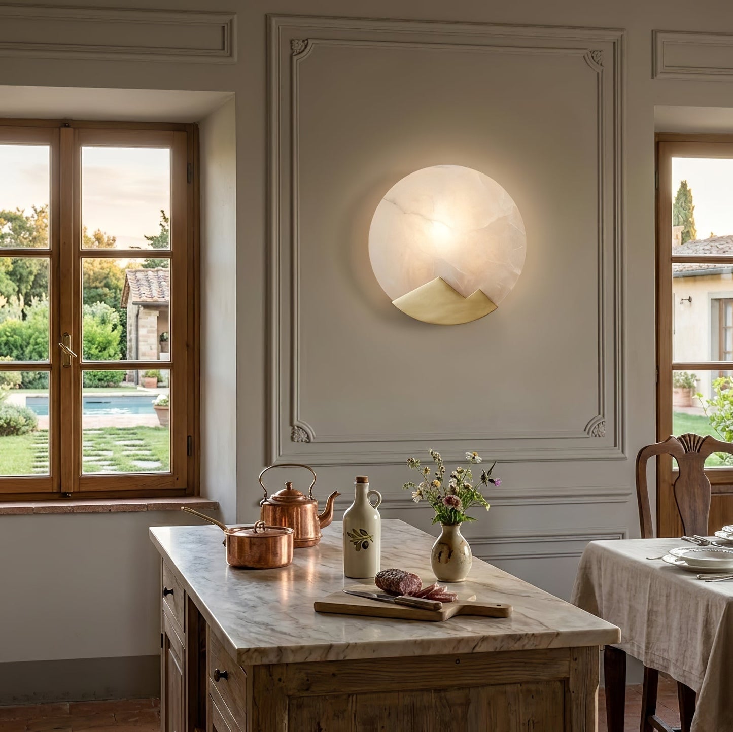 Luxury Copper Moon Alabaster Sconce