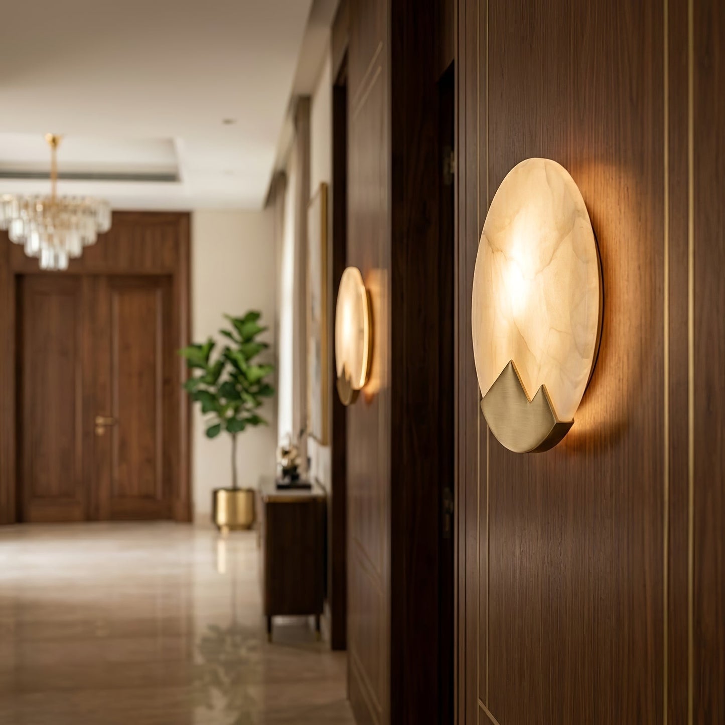 Luxury Copper Moon Alabaster Sconce